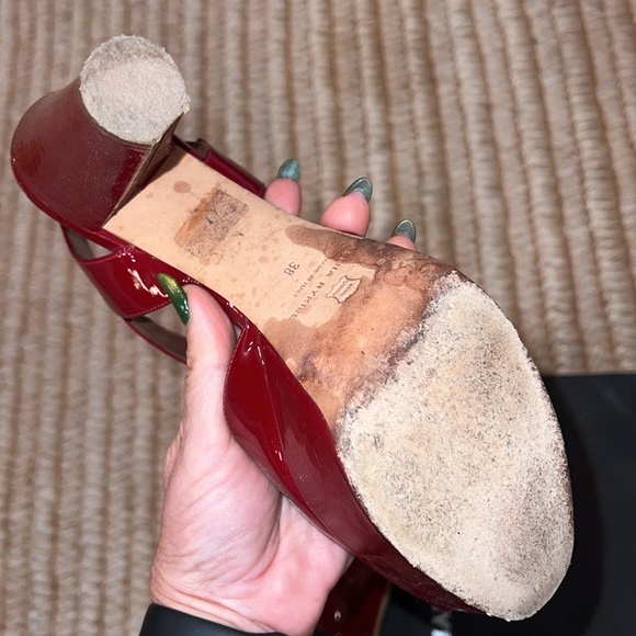 Sonia Rykiel red parent leather platform heels sandals 38 - Picture 10 of 11